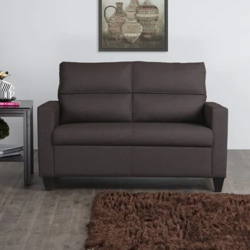 Image of Home Centre Helios Clary Brown Fabric 2-Seater Sofa - 122cm