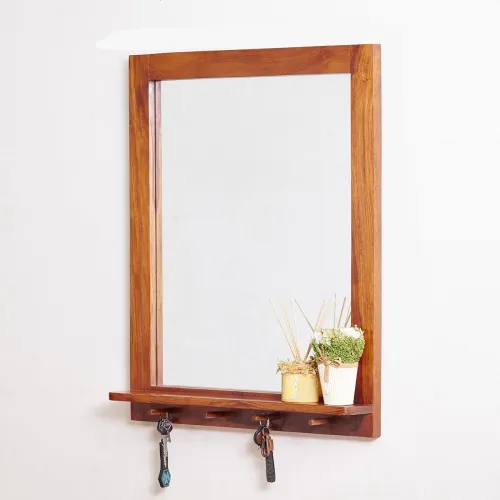 Image of Home Centre Helios Fleek Sheesham Wood Wall Mirror 