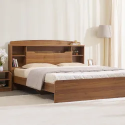 Home Centre | Helios David Smith King Size Bed | Engineered Wood | Teak | 1 Year Warranty