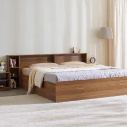 Home Centre | Helios David King Size Bed with Box Storage | Engineered Wood | Teak | 1 Year Warranty