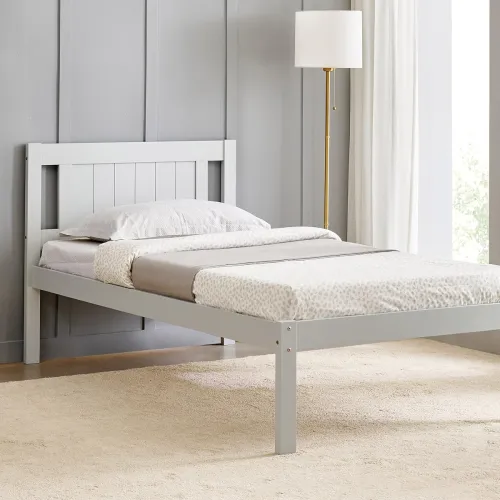 Image of Home Centre | Helios Taylor Lyra Single Bed | Solid Wood | Grey