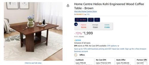 Image of Home Centre Helios Kohi Engineered Wood Coffee Table