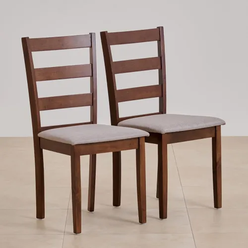 Image of Home Centre Helios Lia Dining Chair – Rubber Wood, Brown (2-Pack)