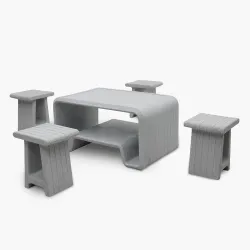 Home Centre Helios Norris Polypropylene Table with Stools - Grey