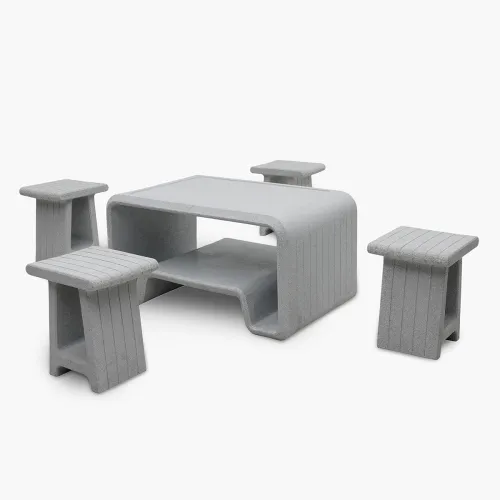 Image of Home Centre Helios Norris Polypropylene Table with Stools - Grey