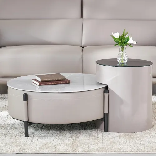 Image of Home Centre Marcello Glass Top Coffee Table - Grey