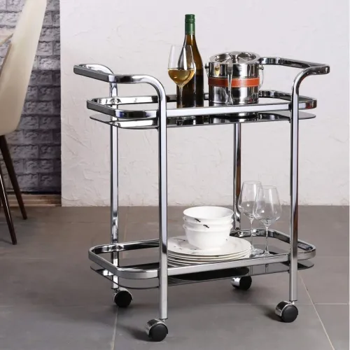 Image of Home Centre Metal Montoya Serving Trolley - Silver