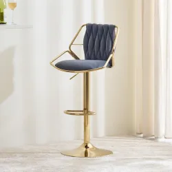 Home Centre | Noura Bar Chair | Metal Bar Stool | Grey | 1 Year Warranty