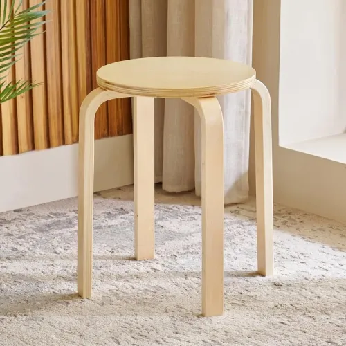 Image of Home Centre Paulo Solid Wood Stool - Brown