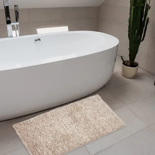 Image of Home Centre Pristine Beige Textured Bath Mat - 40x60cm