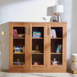 Home Centre  Quadro 3-Door Book Cabinet  Engineered Wood