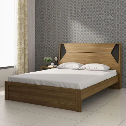Image of Home Centre Quadro Edge Queen Bed - Brown