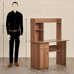 Home Centre Quadro Nxt Study Engineered Wood Desk with Flap - Walnut Finish