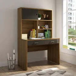 Home Centre | Quadro NXT Study Desk with Cabinet | Engineered Wood | Brown