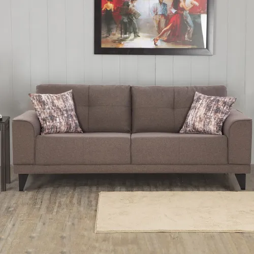 Image of Home Centre Rother Fabric Three-Seater Sofa - 198 cm, Brown