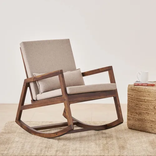 Image of Home Centre Ryker Beige Sheesham Wood Rocking Chair