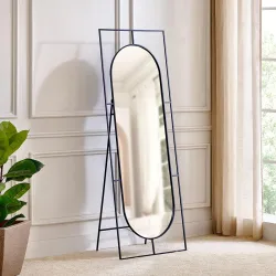 Home Centre | Saga Metal Standing Mirror | Full Length Dresser Mirror | Black | 1 Year Warranty