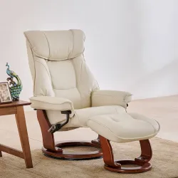 Home Centre | Silas Vanilla Faux Leather 1-Seater Revolving Recliner