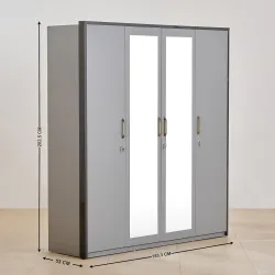 Home Centre Stellar 4-Door Wardrobe with Mirror and Drawer