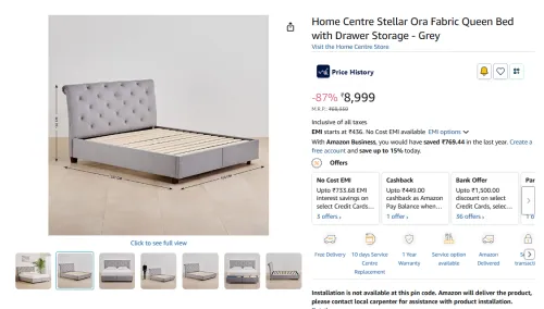 Image of Home Centre Stellar Ora Fabric Queen Bed