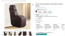 Home Centre Stockholm Half Leather Console - Brown