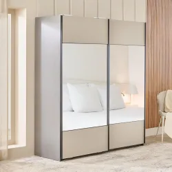 Home Centre | Tiffany 2-Door Sliding Wardrobe with Mirror- Grey