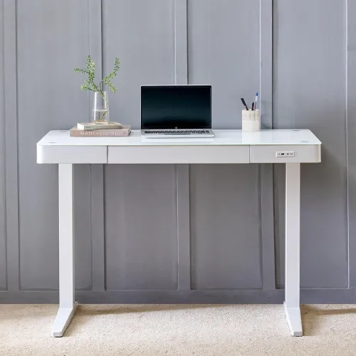 Image of Home Centre | Trooper | Study and Office Tables | Smart Study Desk | Metal | White | 1 Year Warranty
