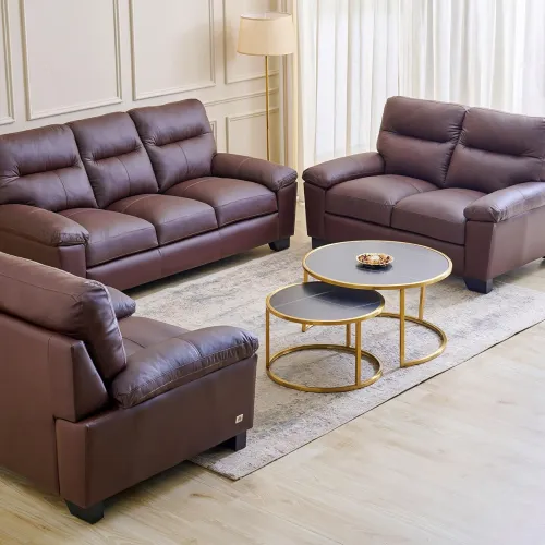 Image of Home Centre Winchester Half Leather Solid Wood Sofa Sets