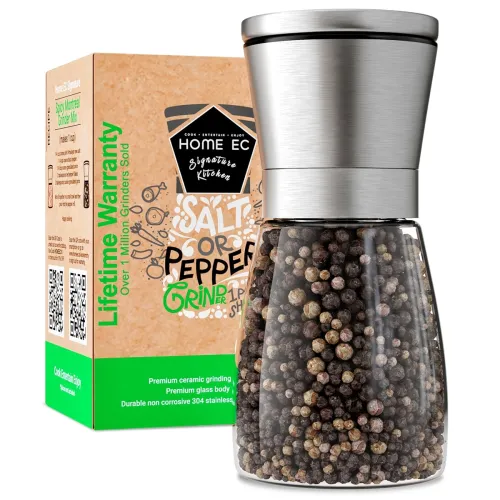 Image of HOME EC Stainless Steel Salt & Pepper Grinder – Adjustable (1 Pack)