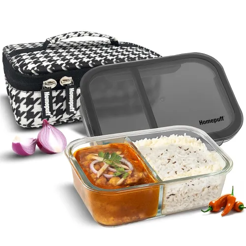 Image of Home Puff 965ml Glass Lunch Box with Bag