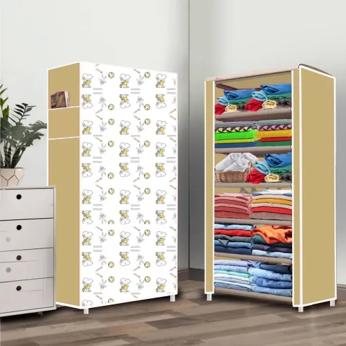 Image of Home Reserve 6 Shelf Collapsible Dogi Print Wardrobe