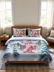 Home Sazawat Polycotton King Flat 390 TC Printed 1 Summer Bedsheet with 2 Pillow Covers (Multicolor)