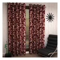 Home Sizzler 2 Piece Eyelet Polyester Window Curtain - 5ft, Maroon