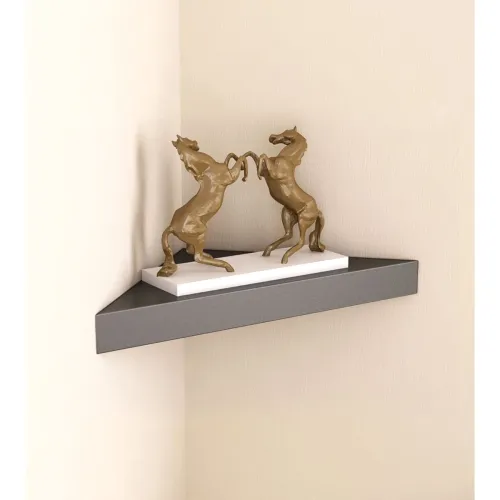 Image of Home Sparkle Corner Wall Shelves MDF (Black)