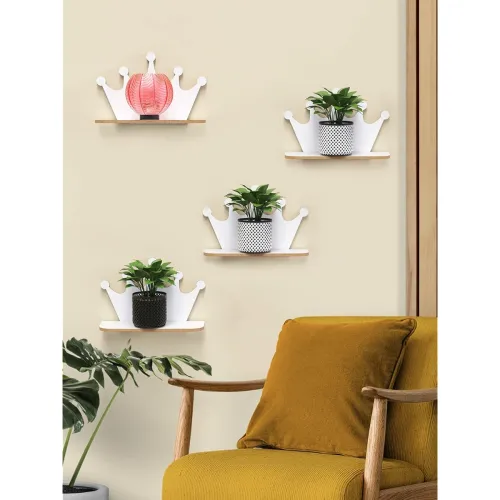 Image of Home Sparkle Crown Shape MDF Wall Shelf Set,