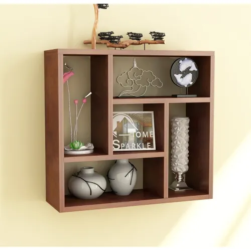 Image of Home Sparkle MDF Wall Rack Shelf for Living Room, Large Size Wall Shelves (Brown, Medium)