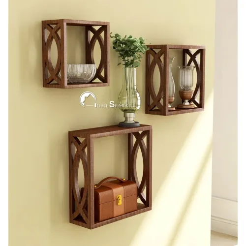 Image of Home Sparkle MDF Wooden Wall Shelves (Brown)