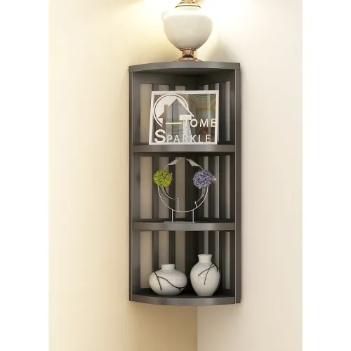 Image of Home Sparkle Stripes Corner Shelf Engineered Wood (Black)