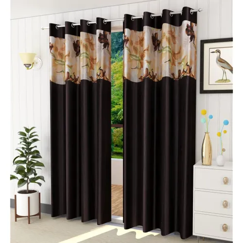 Image of HOME UTSAV Premium Digital Printed Patch Semi Transparent Curtain for Window 5 Feet, Pack of 1, Brown