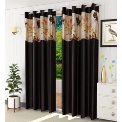 HOME UTSAV Premium Digital Printed Patch Semi Transparent Curtain for Window 5 Feet, Pack of 1, Brown