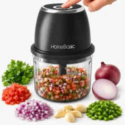 HOMEBASIC Cordless Electric Mini Chopper for Kitchen 350ml, 40W Motor, 6 SS Blades, 1200mAh USB-C Rechargeable | Mini Food Processor for Onion Garlic Ginger Meat Nuts, BPA-Free, Safety Lock....