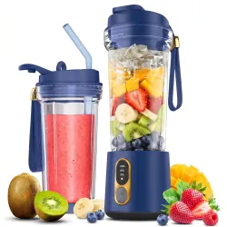 HOMEBASIC Portable Blender for Smoothies & Juices, 500ml BPA-Free Jar | 300W Motor 18,000 RPM | 4000mAh USB-C Rechargeable Battery | 4 SS Blades | Portable Mixer for Gym Office Travel (R100)