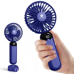 HOMEBASIC Portable Handheld Fan, Mini Hand Fan Rechargeable, 4500 RPM Brushless Motor, LED Display, 6 Speed, 100-Level Control, Type-C Charging, 2-in-1 Desk Stand