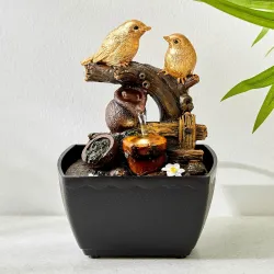 Home Centre Alpine Polyresin Bird Water Fountain - 13x12.5x18.5cm