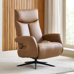 Home Centre | Damian Faux Leather 1 Seater Manual Recliners | Recliner Sofa for Living Room | Brown | 1 Year Warranty