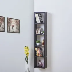 Home Centre | Helios Alton Arvis 5-Tier Book Shelf | for Books and Home Decor | Brown