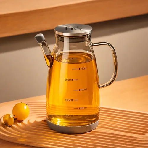 Image of HomeEssentials Glass Oil Dispenser Bottle with Measurement Markings