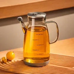 HomeEssentials Glass Oil Dispenser Bottle with Measurement Markings