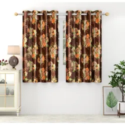Homefab India Eyelet Polyester Floral Window Curtain 5 ft - 2 Piece