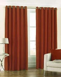 Homefab India Royal Silky Grommet Door Curtain - 7 feet, Rust - 2 Piece